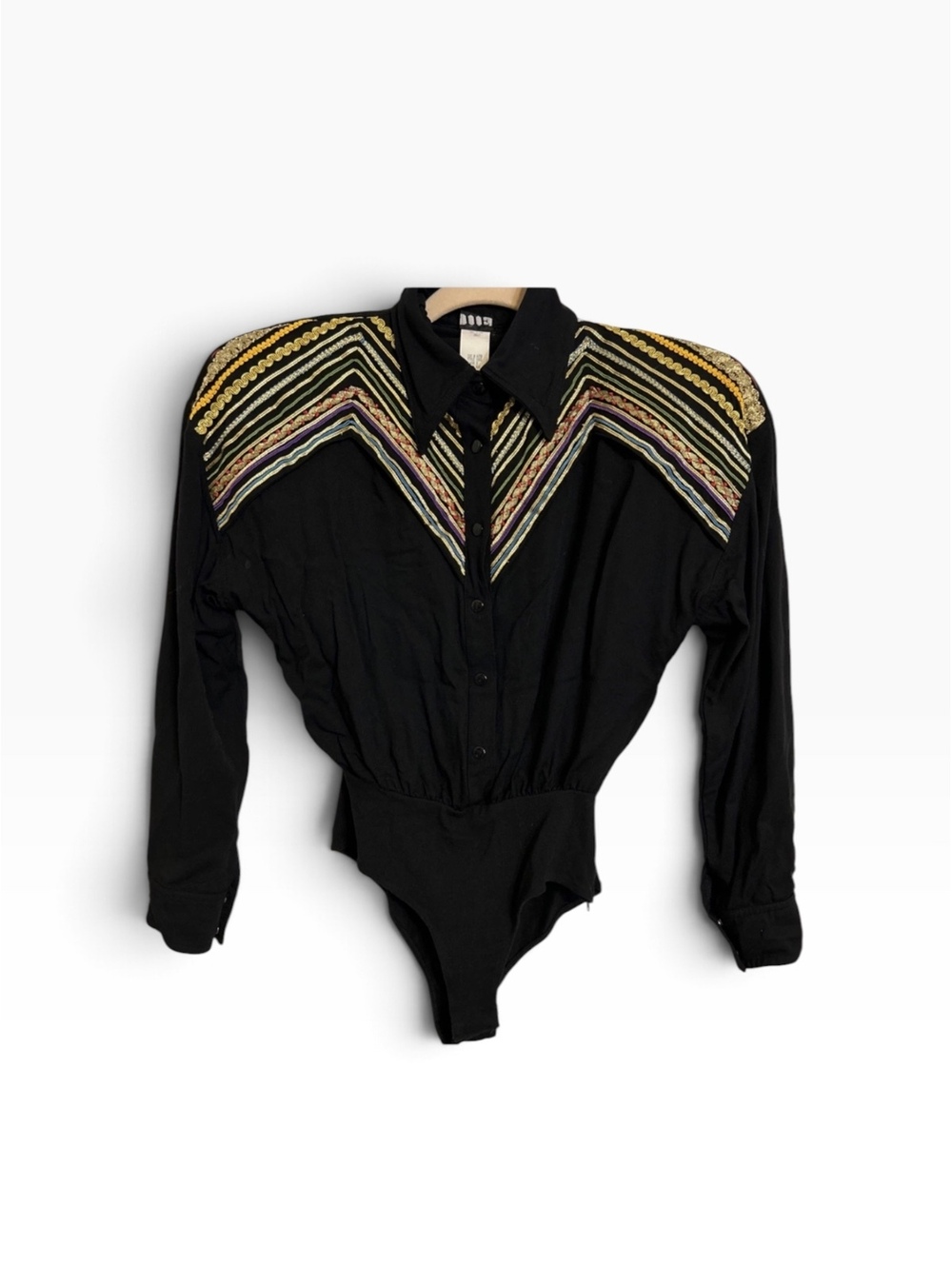 Vintage IIF Black Embellished Western Bodysuit